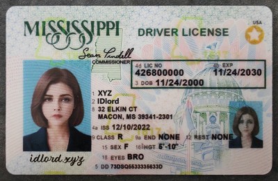 Mississippi Fake id front side