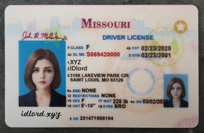	 Missouri Fake id front side