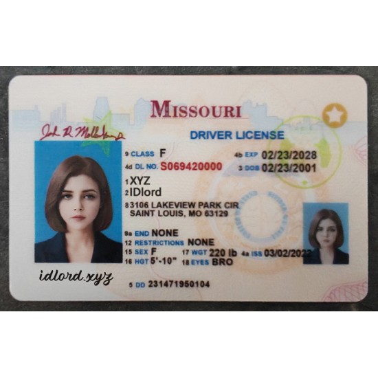 	 Missouri Fake id front side