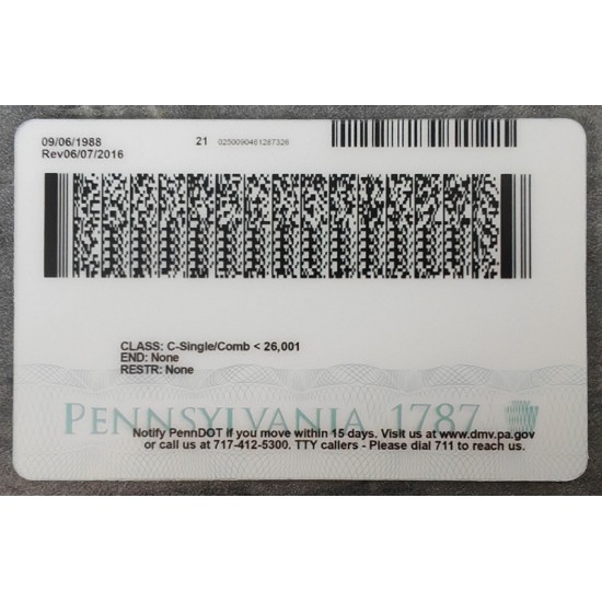 Pennsylvania (PA) Fake Dirvers Licence