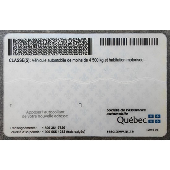 Quebec (QC) Fake Dirvers Licence