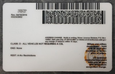 Utah (UT) Fake Dirvers Licence