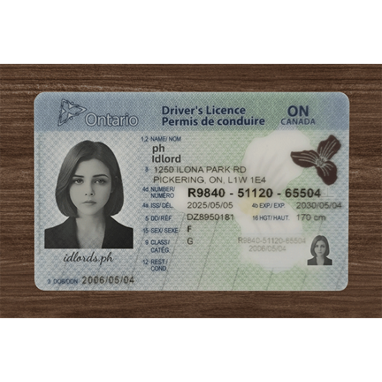 Ontario Fake id front side