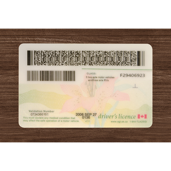 Saskatchewan (SK) Fake Dirvers Licence