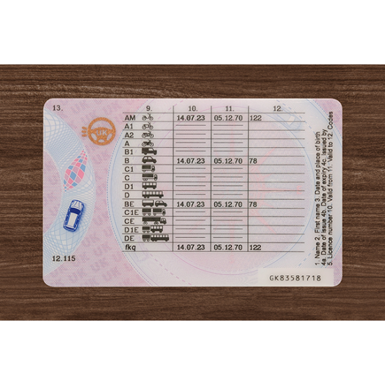 United Kingdom (UK) Fake Dirvers Licence